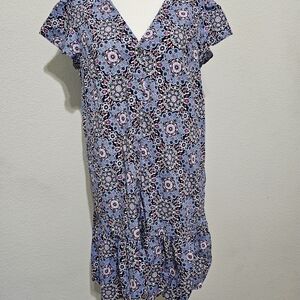 LOFT Patterned Mini Dress - Blue and Pink